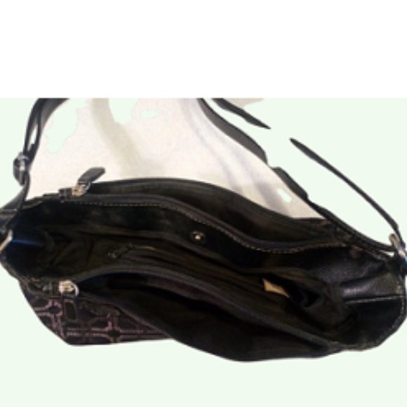 Women's Black Coach Purse w/ Gold Pattern Print Approximate 15in. X 9 in. - Picture 6 of 6